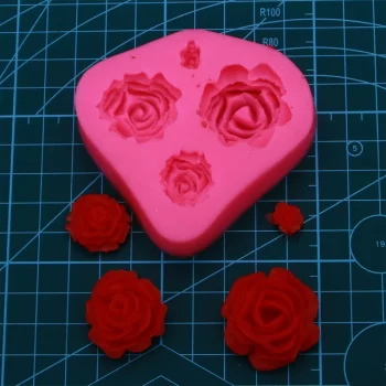 Molde de silicon en forma de rosas 3D para fondant - Image 3
